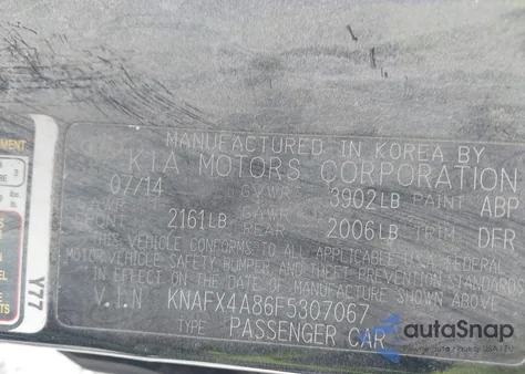 2015 Kia Forte Ex z USA, uszkodzony, nr VIN KNAFX4A86F5307067